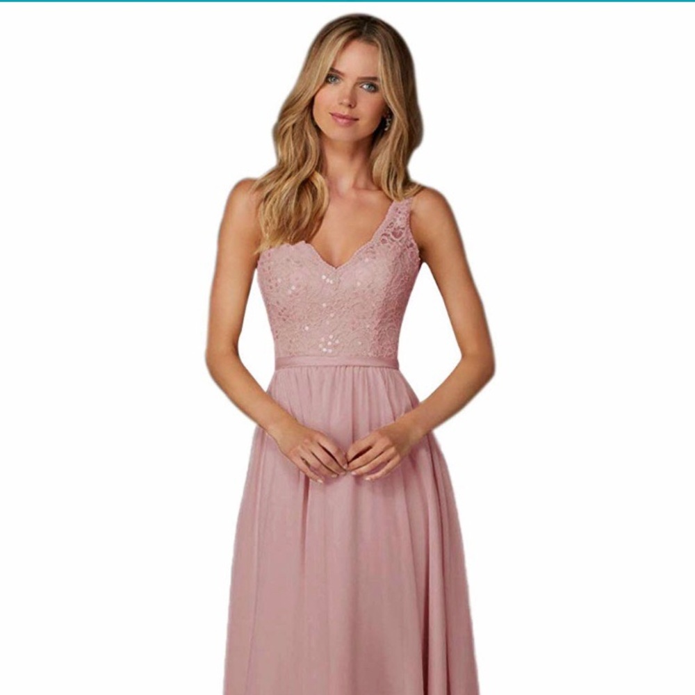 Blush pink floor length dress